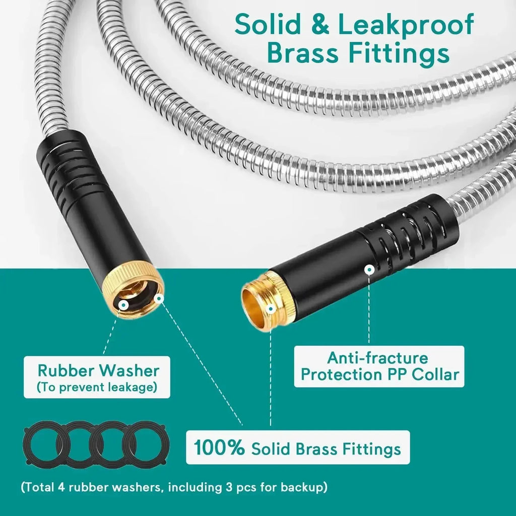 75ft Stainless Steel Garden Hose – Kink-Free Metal Water Hose