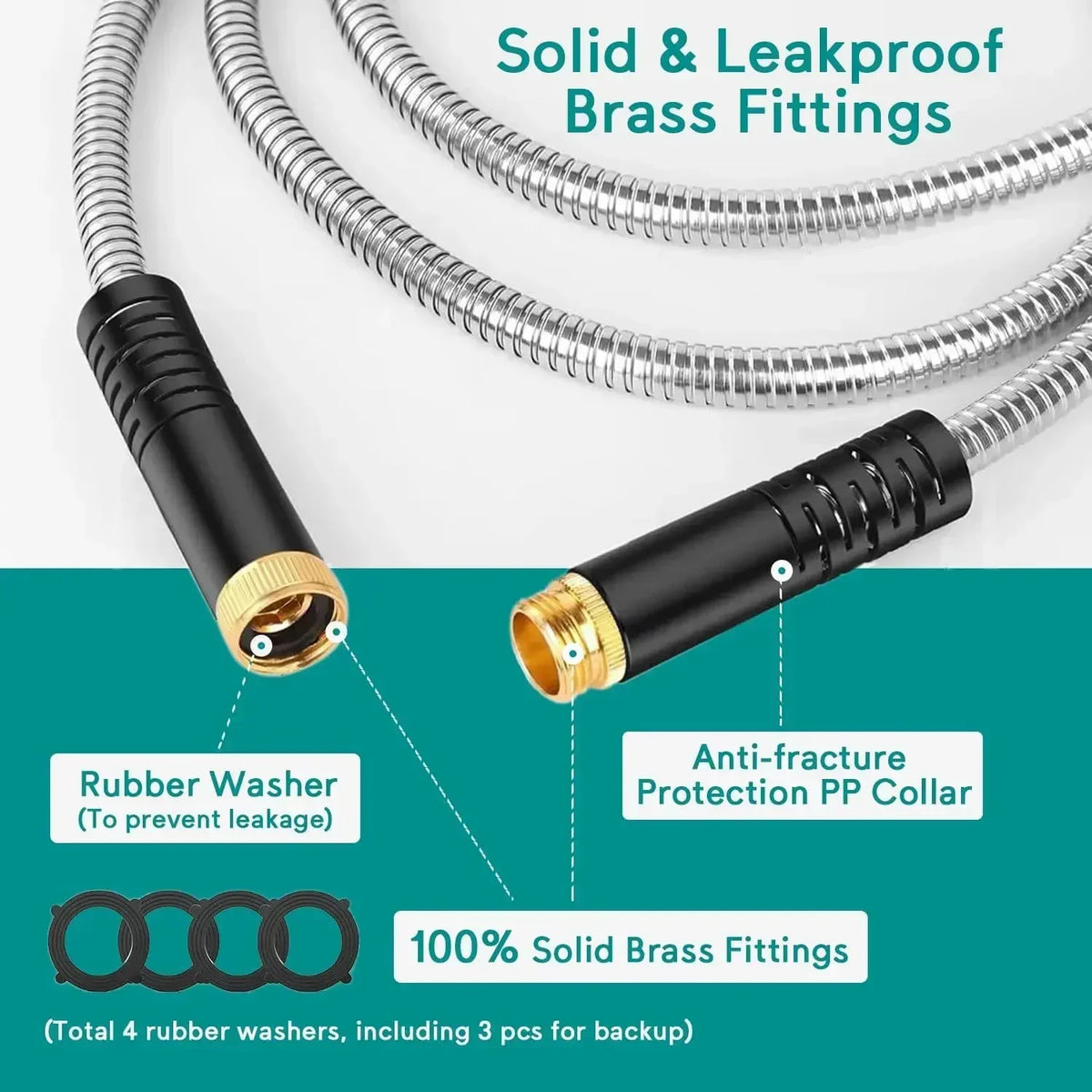 75ft Stainless Steel Garden Hose – Kink-Free Metal Water Hose