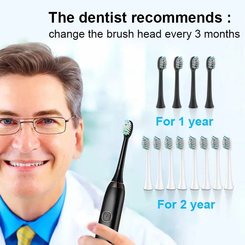 Sonic Electric Toothbrush IPX7 Rechargeable | 5 Modes, 8 Heads