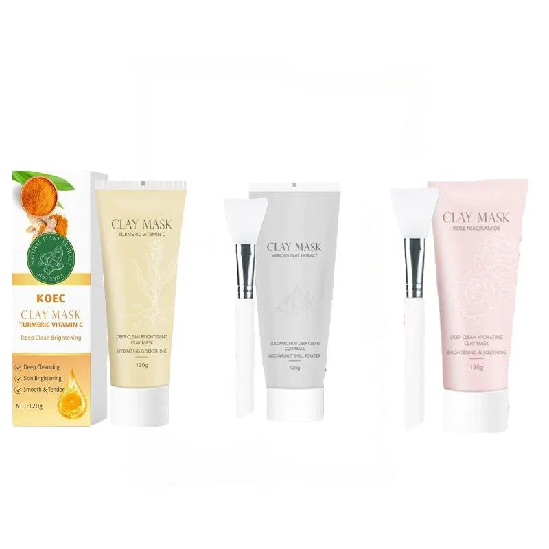 Turmeric VC Niacamide Clay Cleansing Mud Mask Brush Brightening