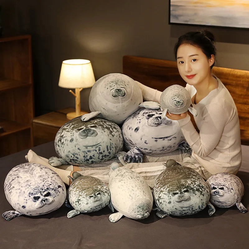 Angry Blob Seal Plush Pillow 30CM | Chubby Sea Lion Stuffed Toy