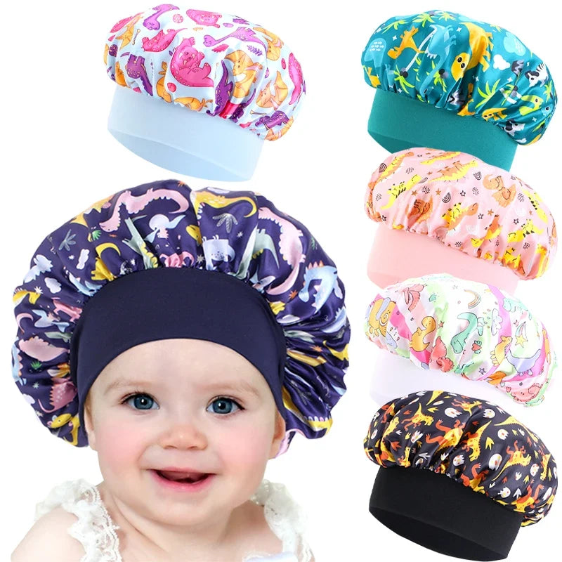 Kids Dinosaur Satin Bonnet | Silky Sleep Cap for Toddlers