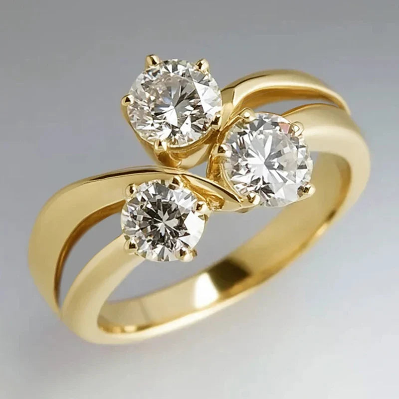 Huitan Triple CZ Ring for Women – Wedding & Engagement Jewelry