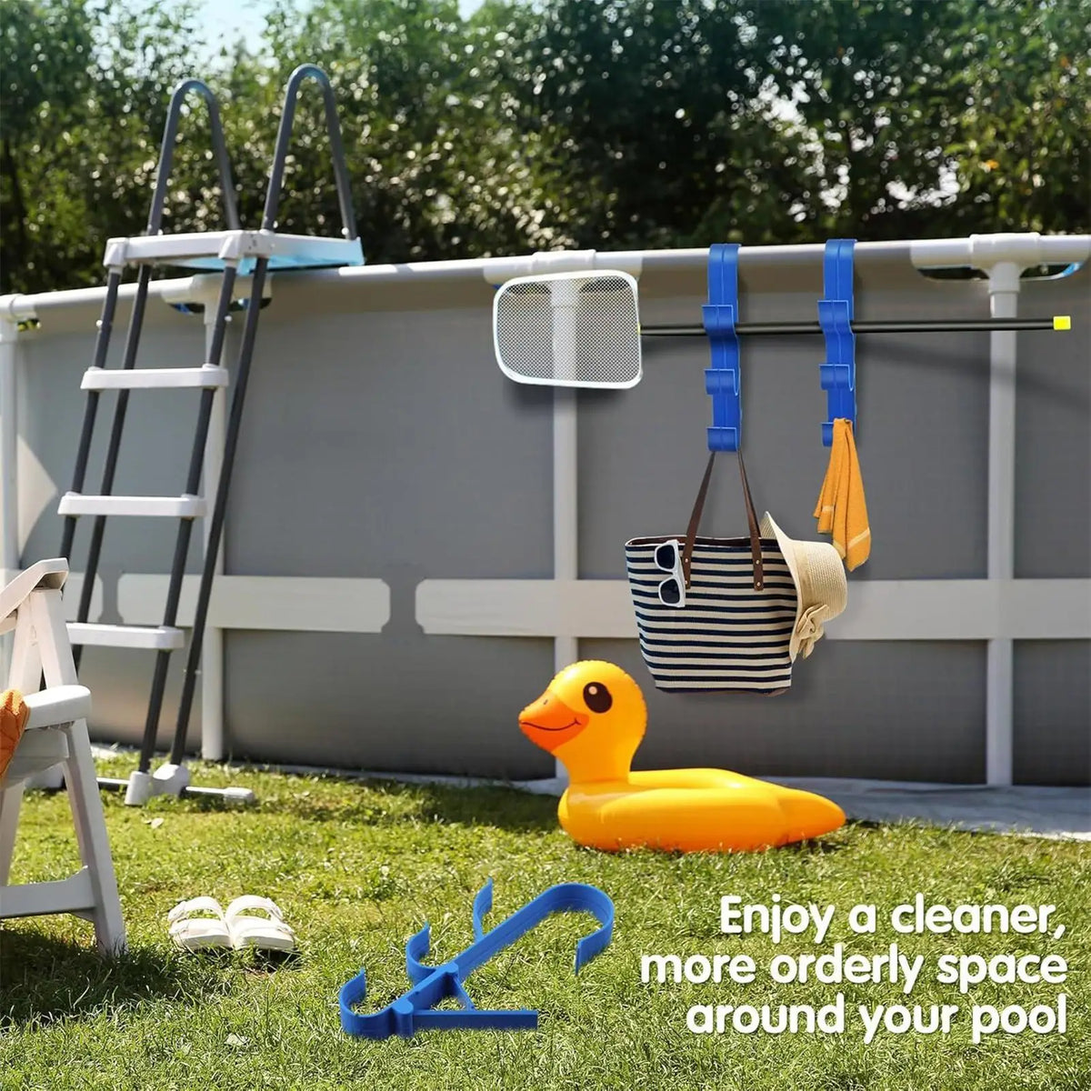 Adjustable Waterproof Pool Hook Bracket – Pole & Skimmer Storage