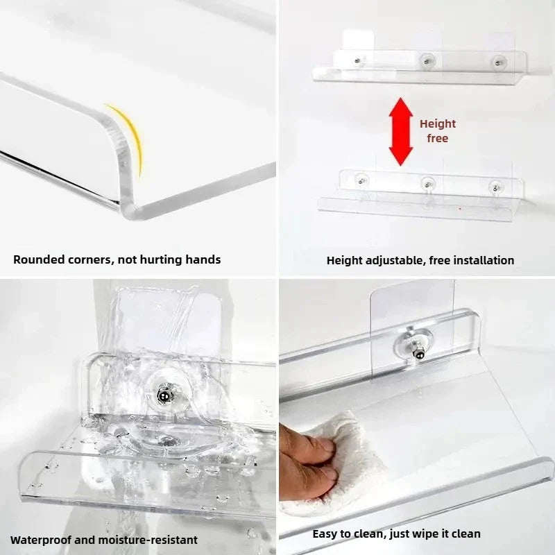 Acrylic Wall Mounted Floating Shelf – Kitchen & Bathroom Rack