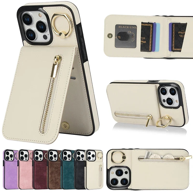 Case Iphone 15 Max Pocket Magsafe Card 16 Leather Credit Cards