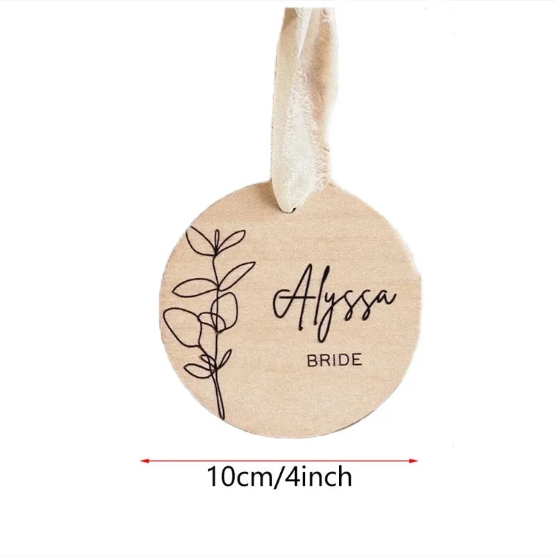 Personalized Wooden Bride & Bridesmaid Dress Hanger Tags – 3 Pack
