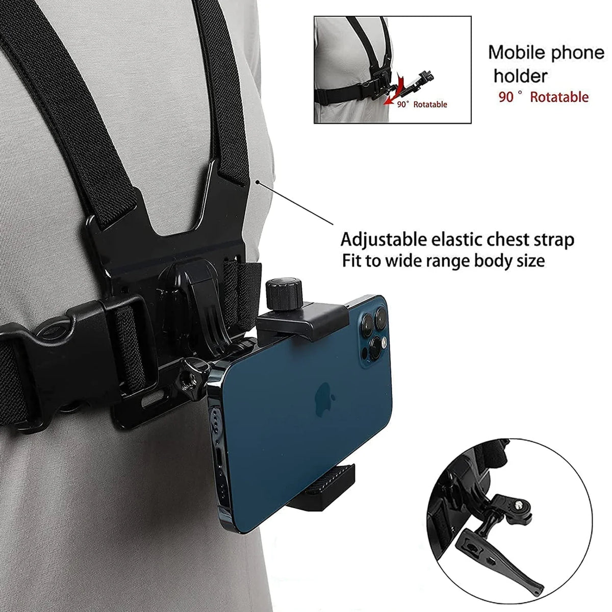 Chest Strap Mount for GoPro, DJI & iPhone – 360° POV