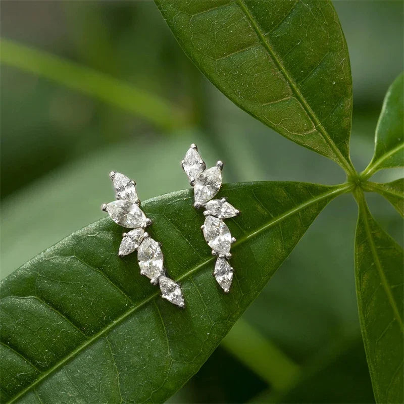 Huitan Geometric Cubic Zirconia Ear Stud Earrings for Women