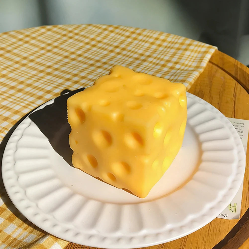 Cute Cheese Squeeze Toy | Soft TPR Mochi Squishy Fidget Toy