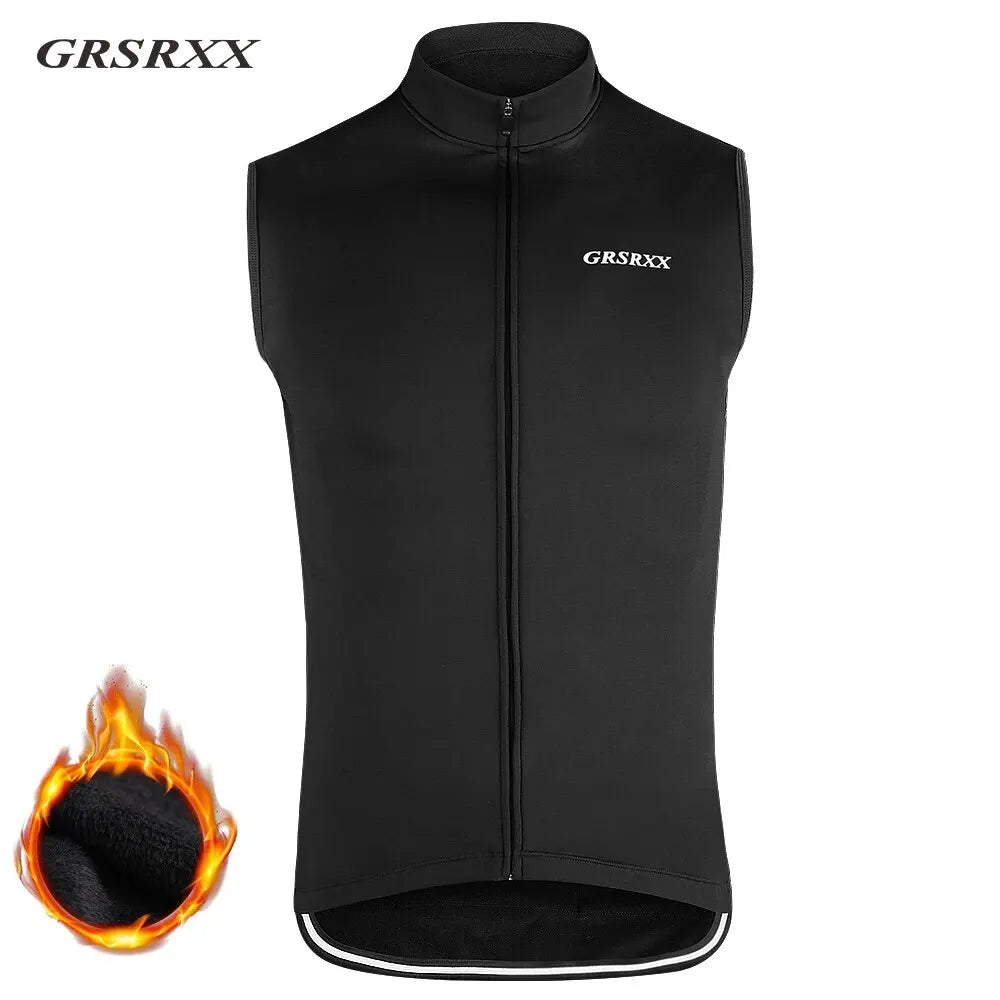 GRSRXX Thermal Fleece Cycling Vest – Windproof MTB Gilet