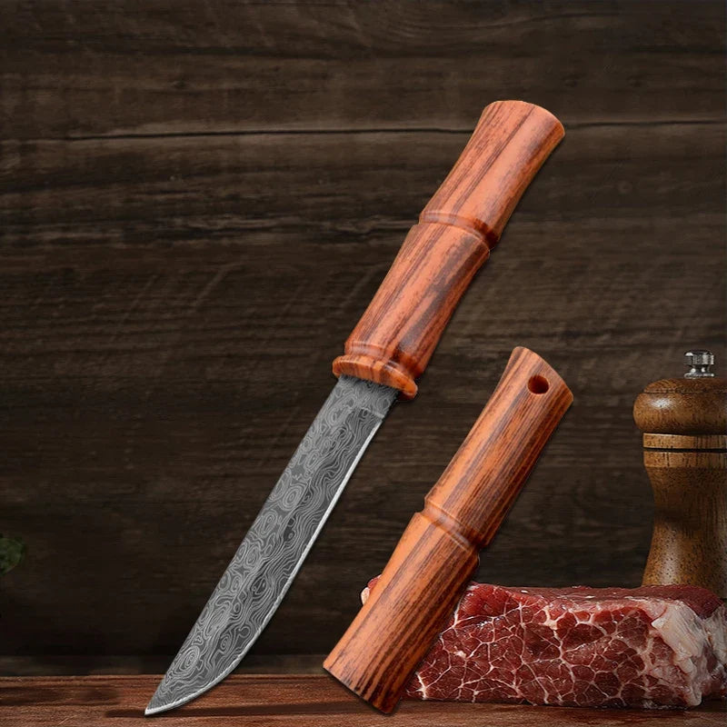 Damascus Pattern Utility Knife – Stainless Steel Paring Knife