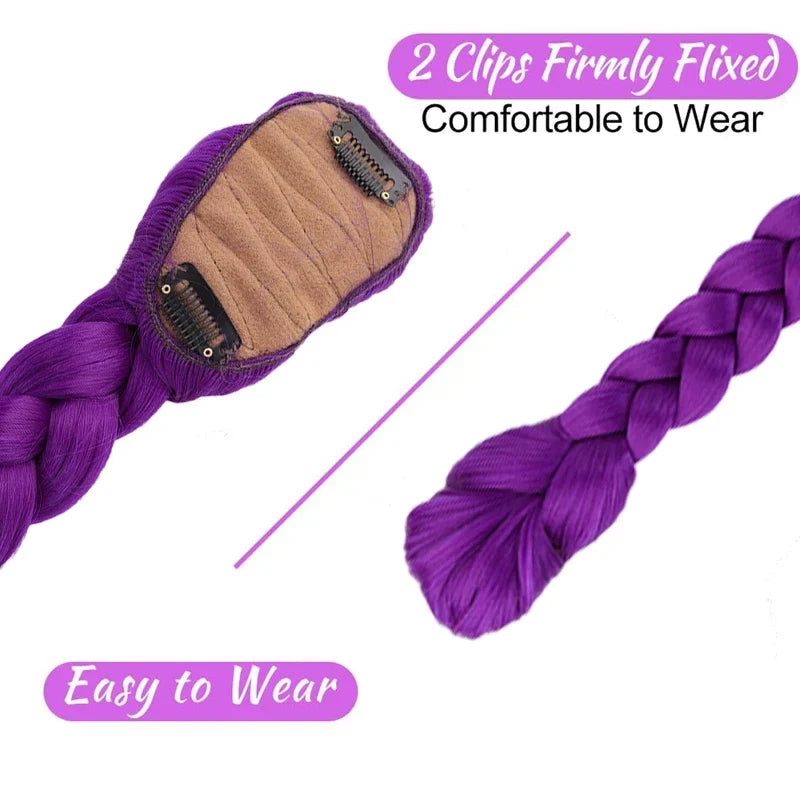 Synthetic Woven Purple Hair Ponytail Cosplay Costume Hairstyle