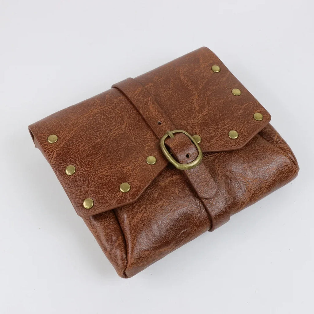 Steampunk Vintage Leather Pouch Bag Buckle Belt Medieval Renaissance