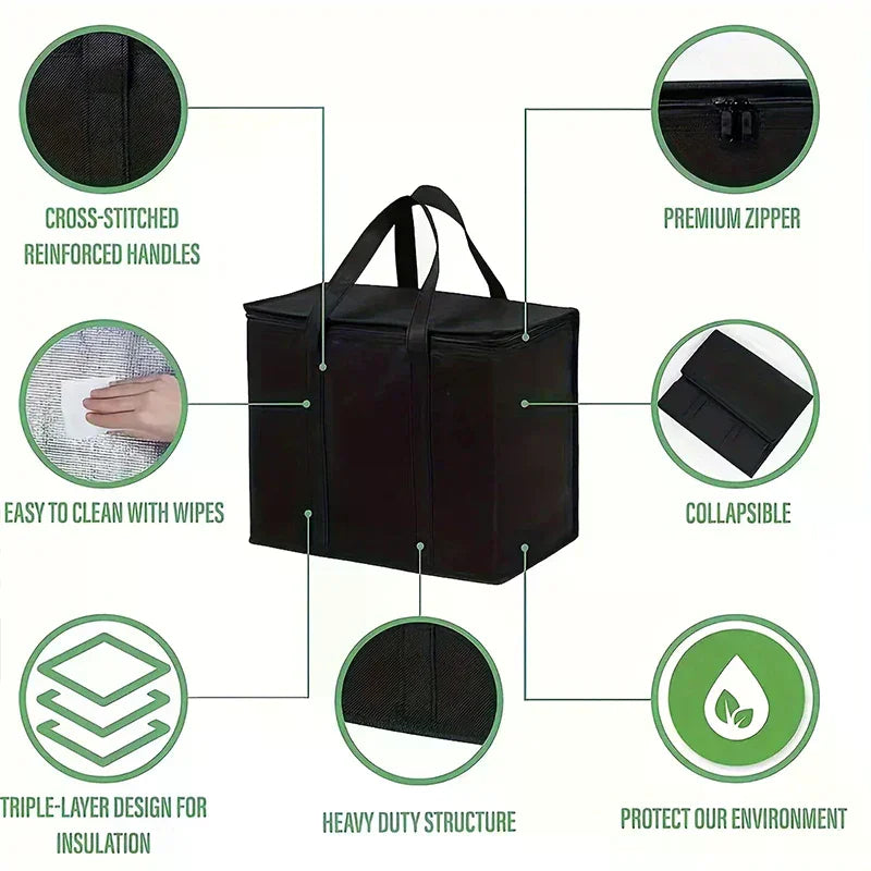 Foldable Aluminum Foil Insulated Thermal Cooler Bag | Waterproof