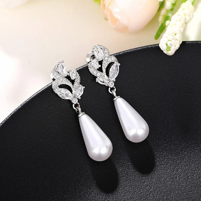 Huitan Waterdrop Pearl Drop Earrings – Women's Wedding Jewelry
