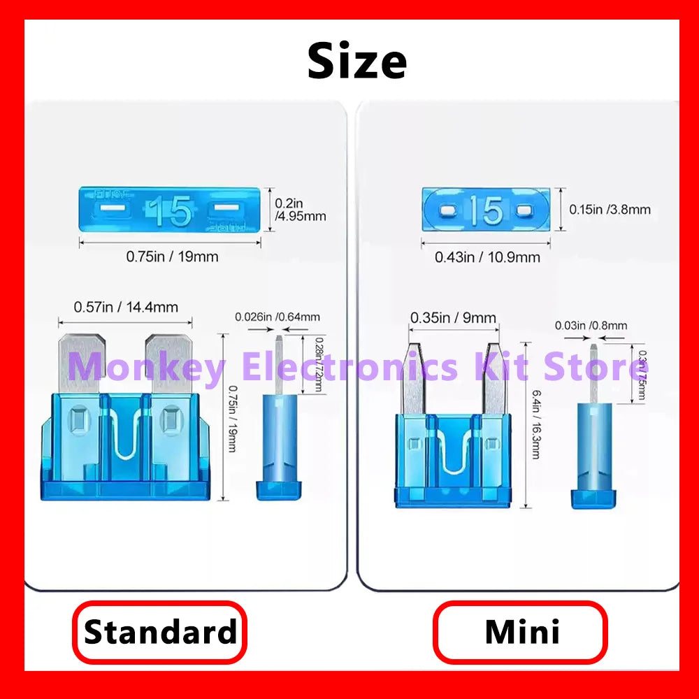 180PCS Car Fuse Assortment Kit – Mini, Standard & Micro Fuses