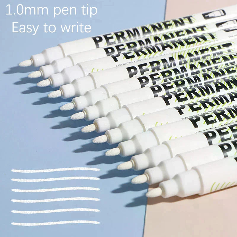 White Permanent Marker Pens Deep Hole Wood Rock Plastic Leather Glass