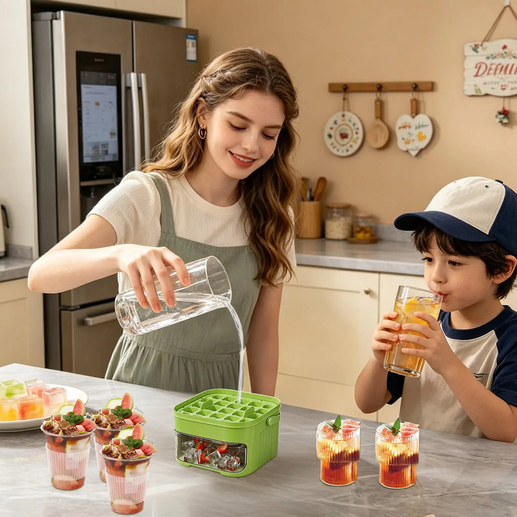 50-Cavity Press Ice Tray Mold with Lid & Storage Bin
