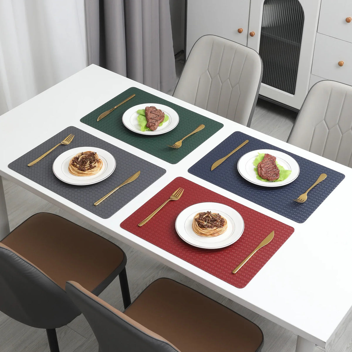 Nordic-style Double-sided Woven Leather Placemats Table Heat