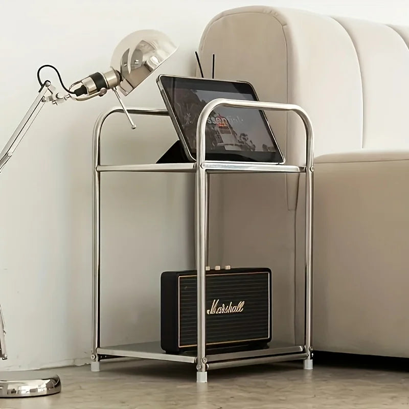 Modern Stainless Steel Side Table & Nightstand Shelving Unit