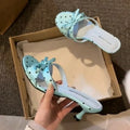 Satin Butterfly-Knot Women's Slippers – Polka Dot Block Heels