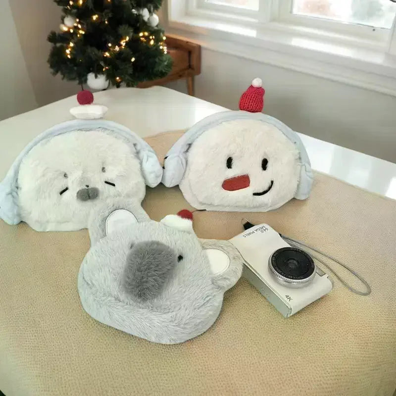 Cute Plush Snowman Coin Purse – Zippered Mini Wallet for Kids