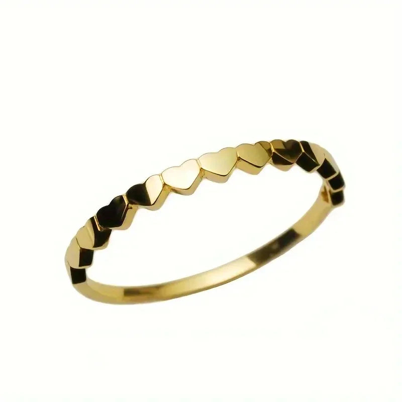 Huitan Heart Ring for Women – Minimalist Brass Band Jewelry