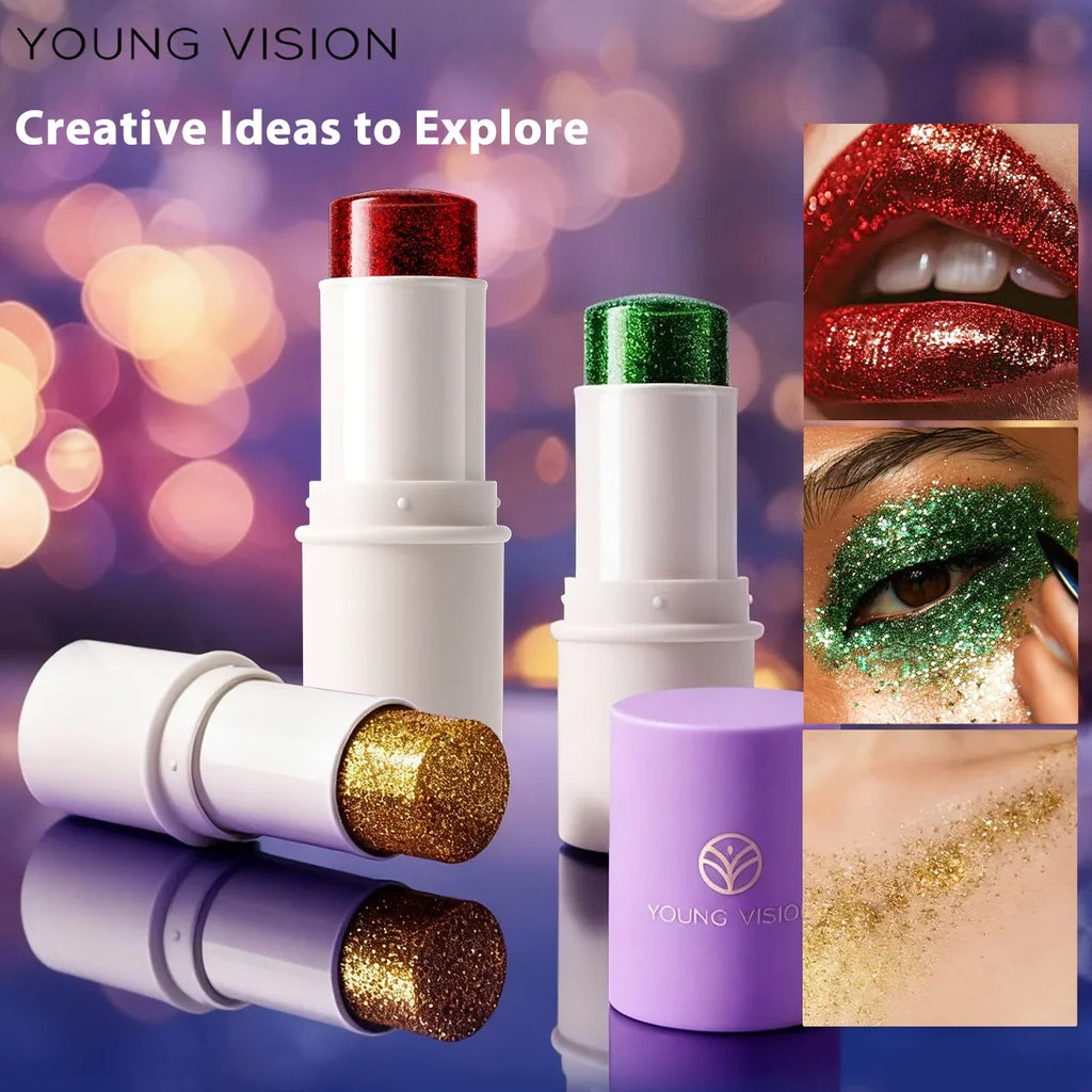 7-Color Face & Body Glitter Stick – Waterproof Festival Makeup