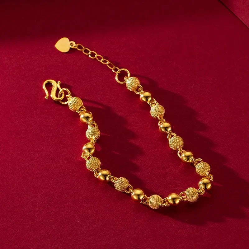 Gold Plated Ball Bead Bracelet – Women's Fashion Chain Jewelry