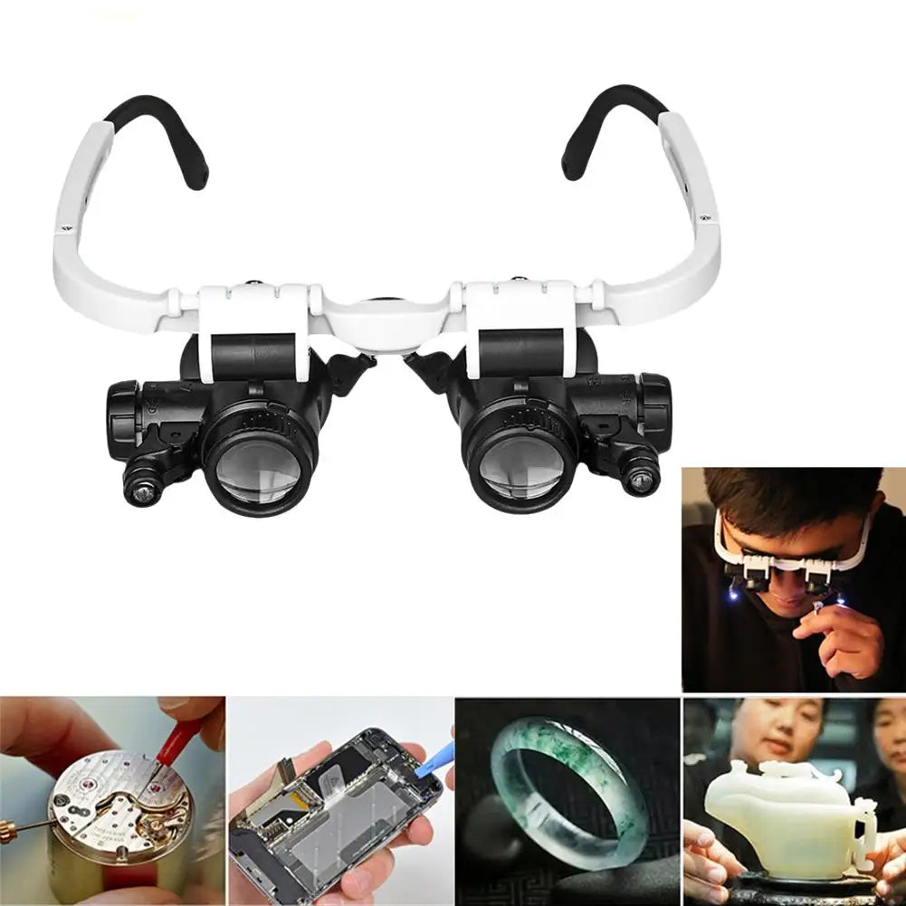 LED Head Magnifier Loupe – 8X 15X 23X Adjustable Headband