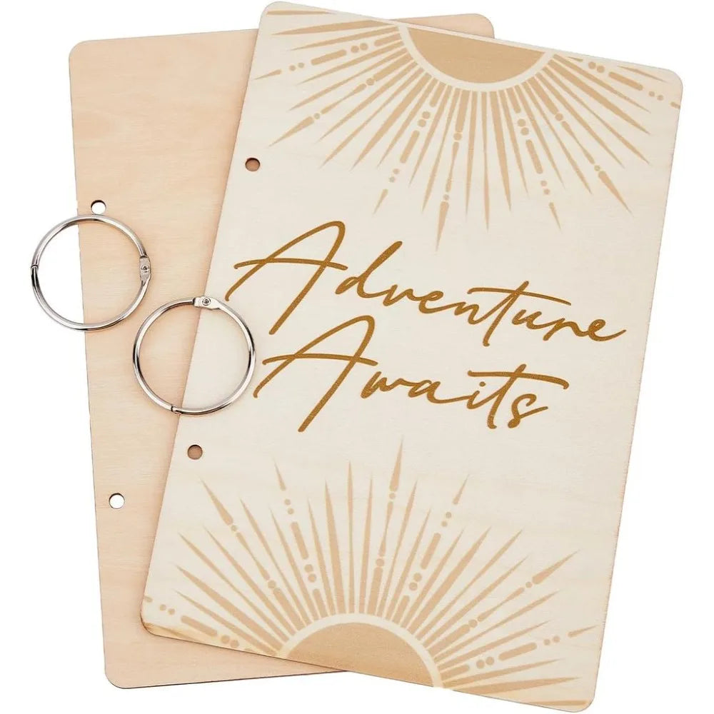 Wooden "Adventure Awaits" Loose Leaf Card & Photo Binder