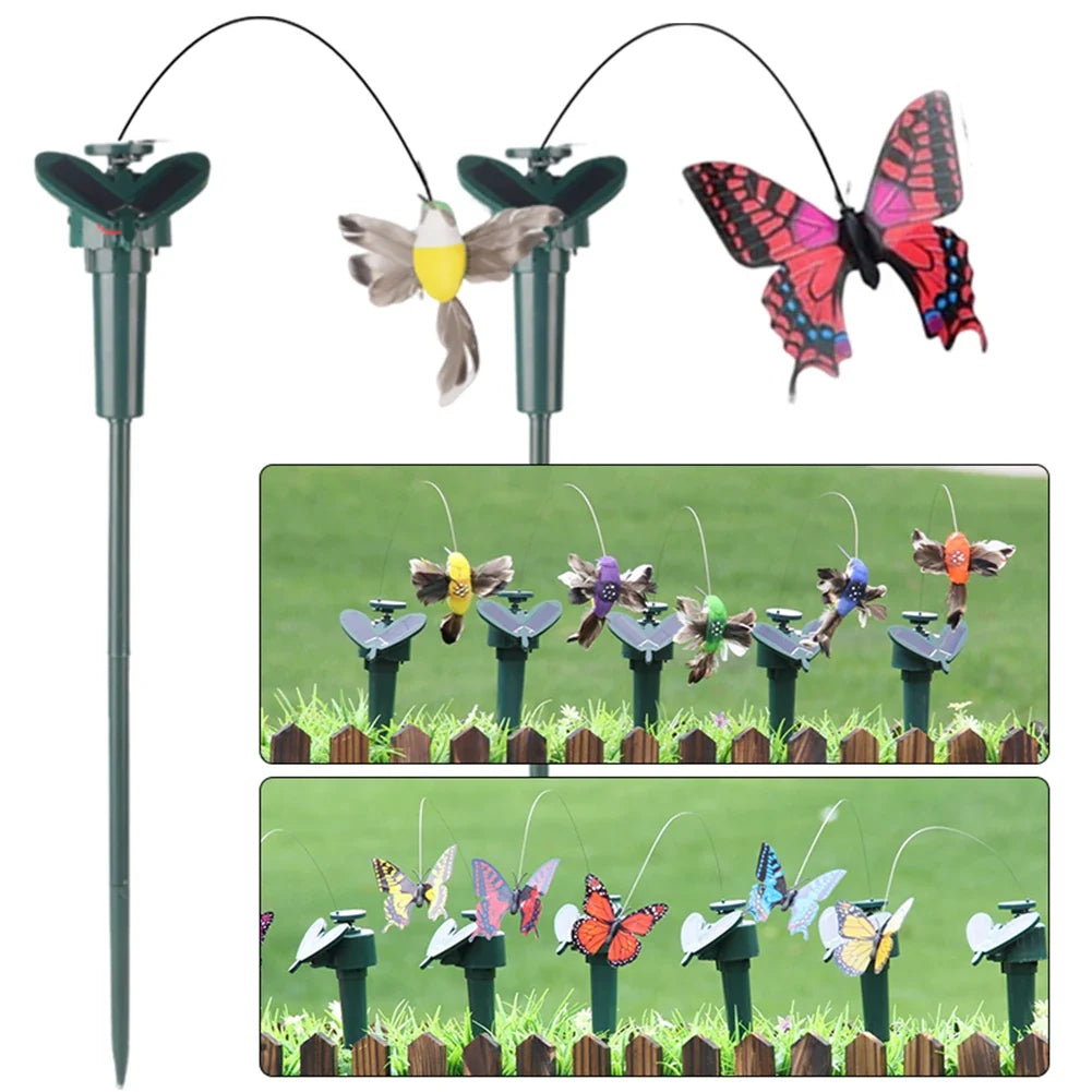 1- Solar Powered Flying Wobble Fluttering Butterfly Ornament Cute