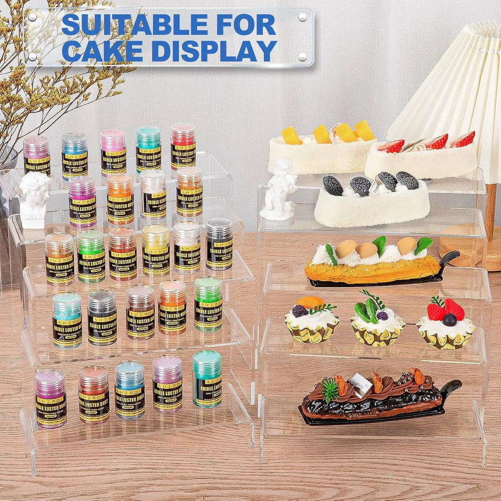 Clear Acrylic Display Risers – Set of 5, 8 or 10 Stands