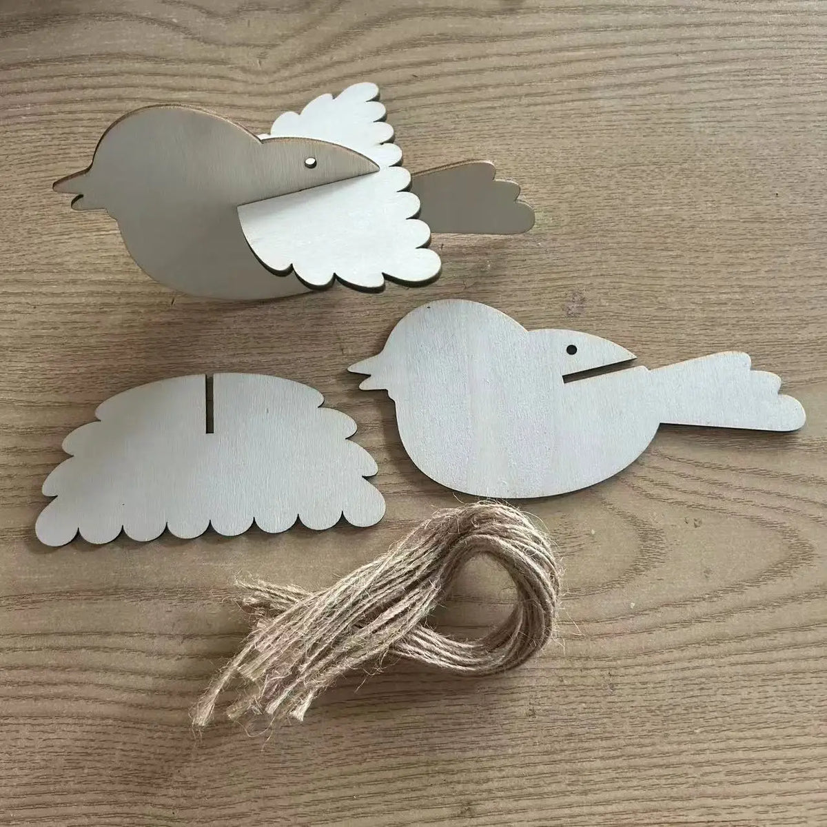 10-Piece Unfinished Wooden Bird Ornaments – DIY Easter Decor