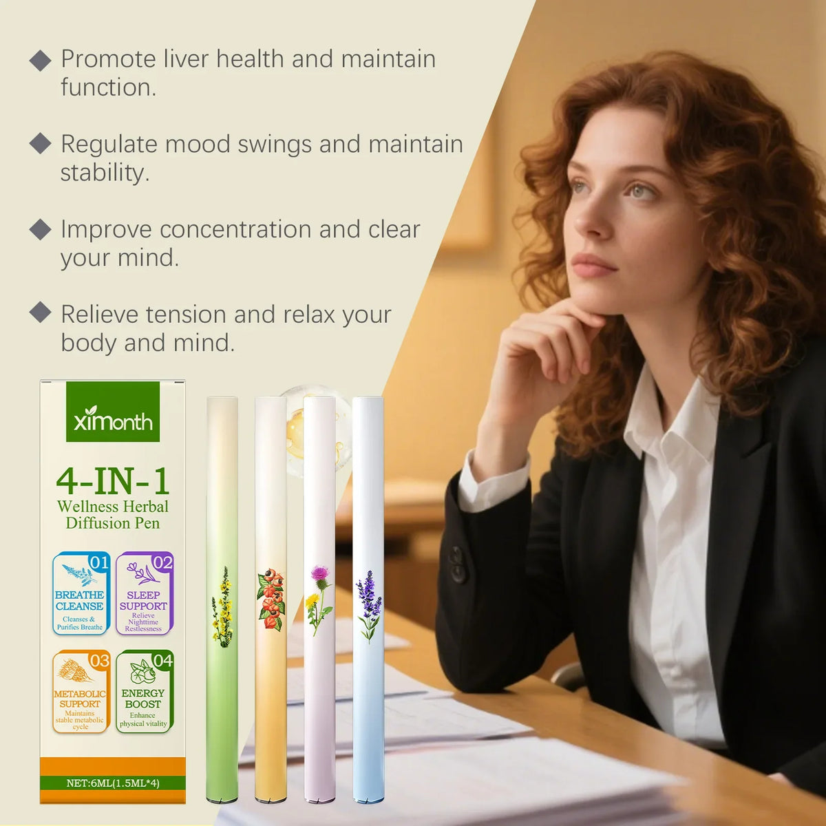 XIMONTH Herbal Aromatherapy Inhaler Stick Set of 4 | Relaxing