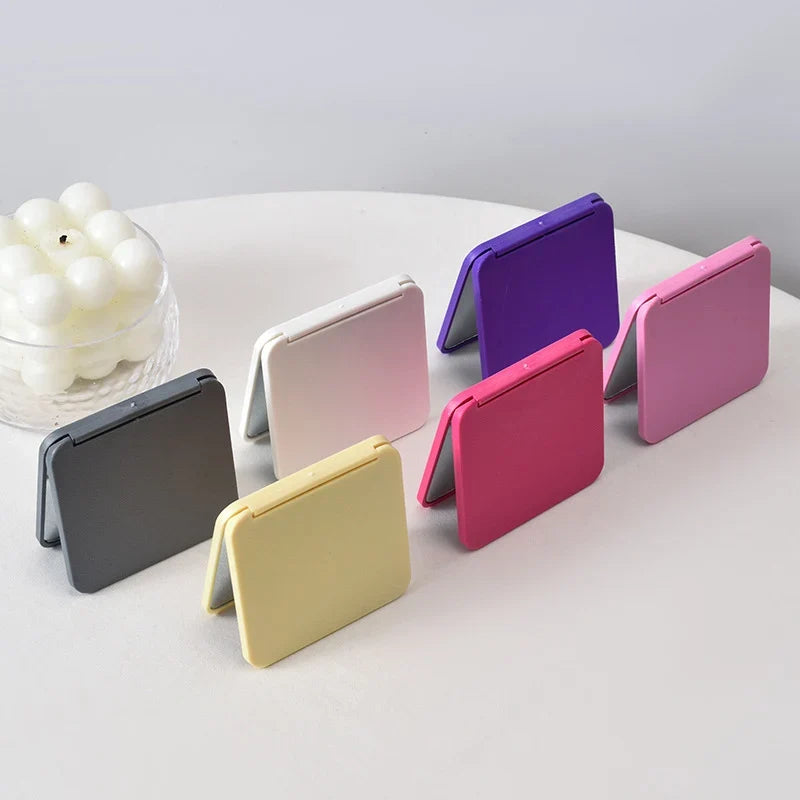2-Face Makeup Mirror Square Portable Cute Girl's Hand Mini Pocket