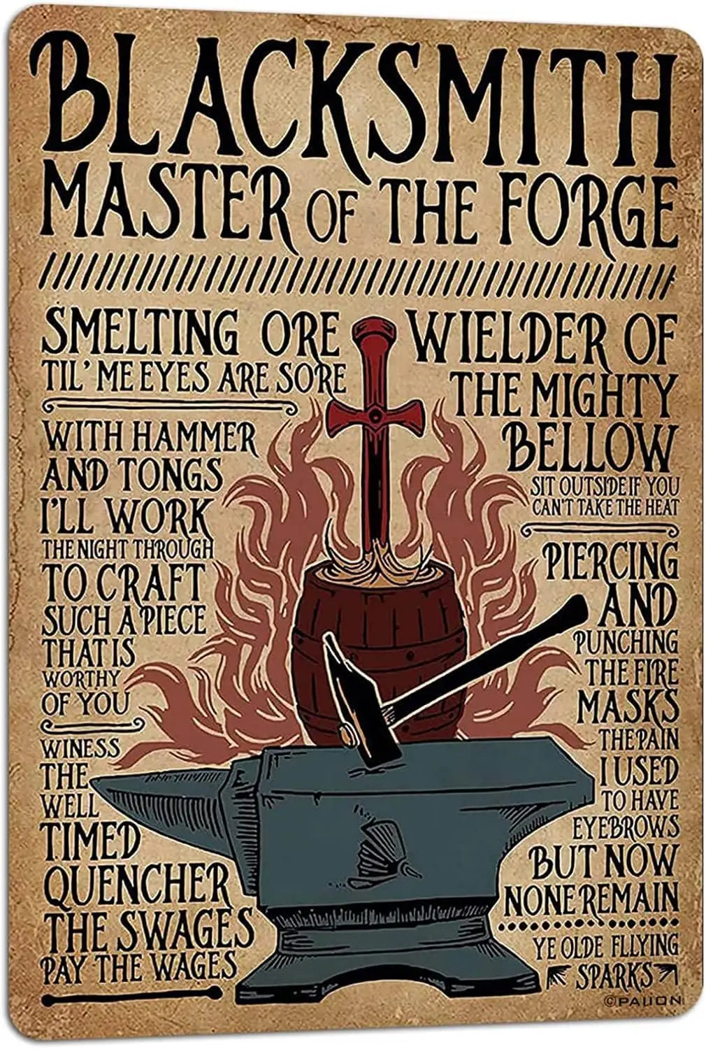 Blacksmith Retro Metal Sign – Master of the Forge Wall Decor