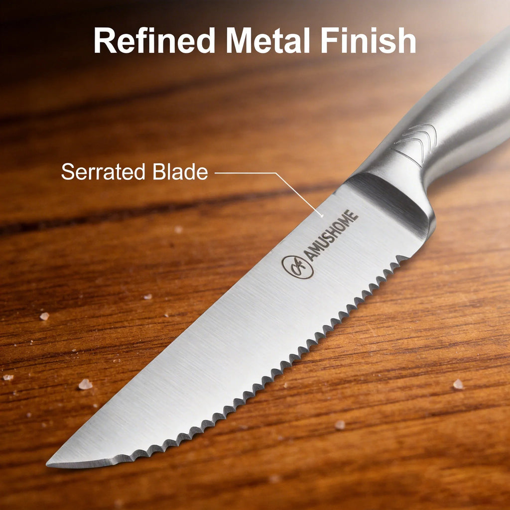 Stainless Steel Steak Knife Set – 1/4/6/8 Piece Serrated