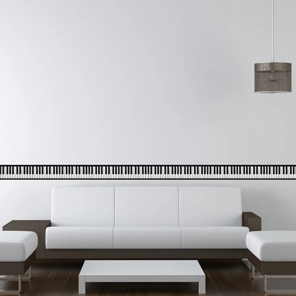 Black White Piano Keys Wall Stickers Kicking Baseboard Waist Line