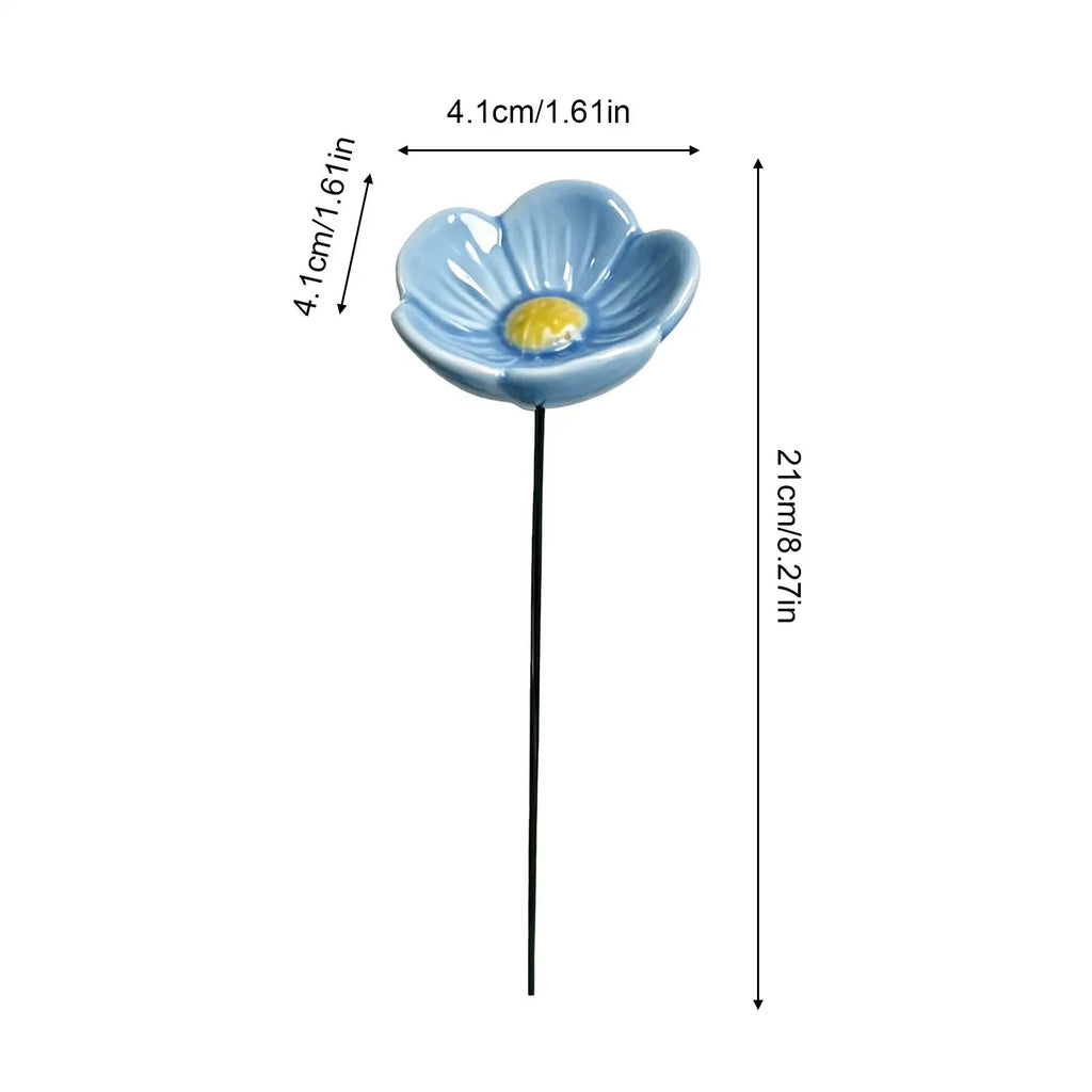 Ceramic Flower Bee Watering Station Garden Stake | Bird Bath