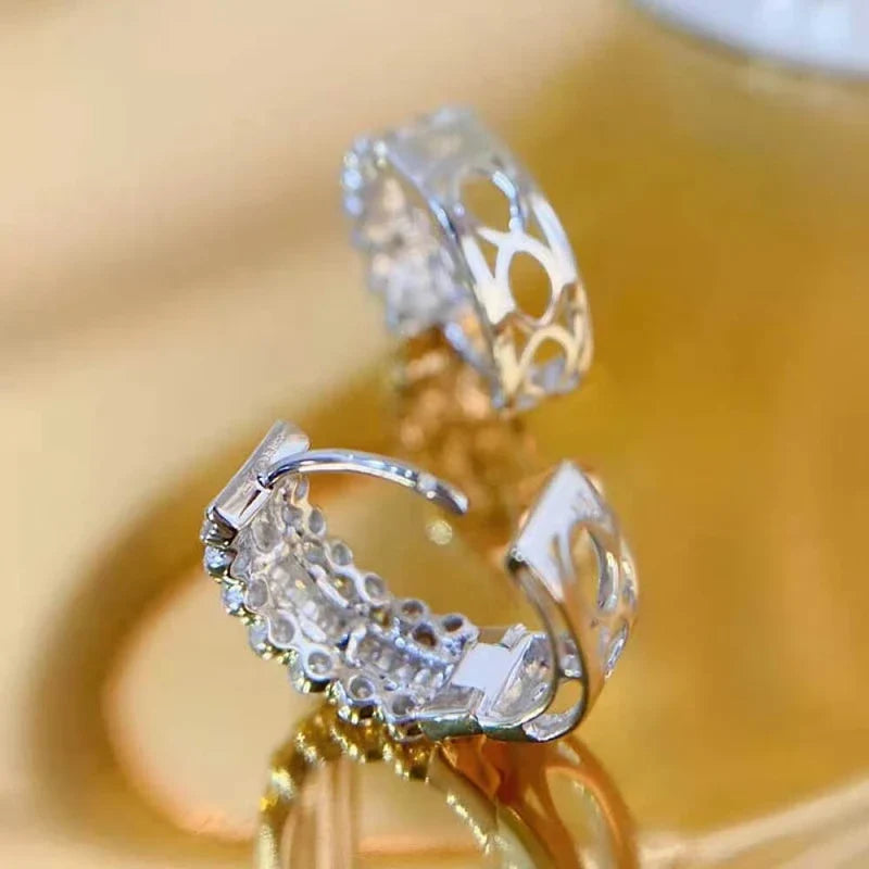 Huitan Silver Crystal CZ Hoop Earrings | Women's Statement Hoops