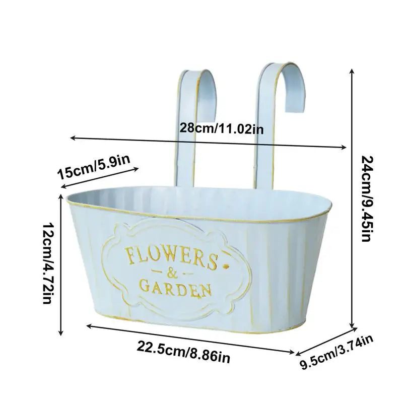 Metal Hangable Deck Planter Railing Countryside Window Flower Boxes