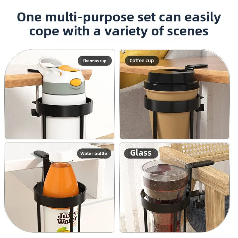 Table Edge Water Cup Holder Iron Hanging Office Coffee Cups Hook Desk