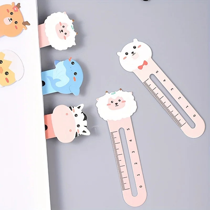 50-Pack Cartoon Animal Bookmarks Dual-purpose Rulers Office School