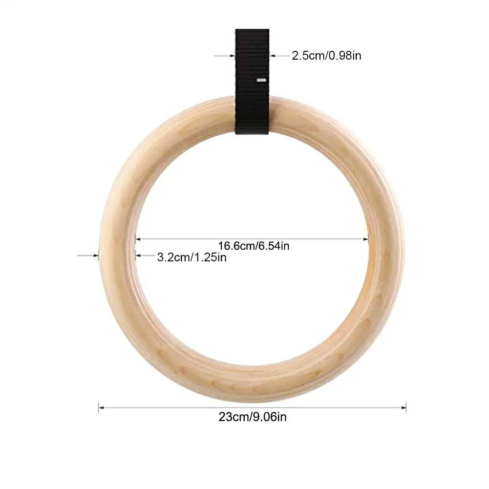 Birch Wood Pull Up Gymnastics Rings – Non-Slip Grip Training