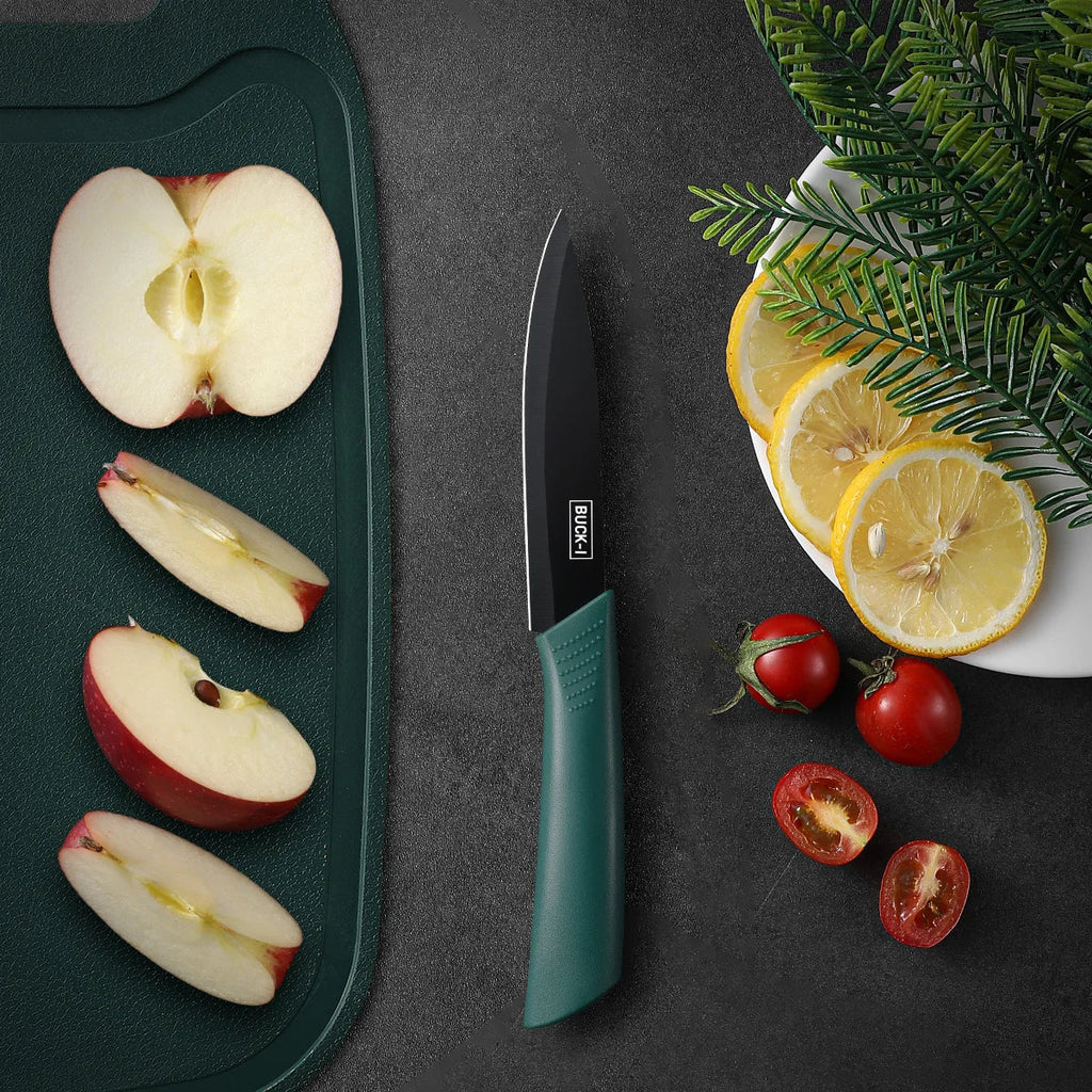 3-Piece Black Kitchen Knife Set – Chef, Vegetable & Fruit