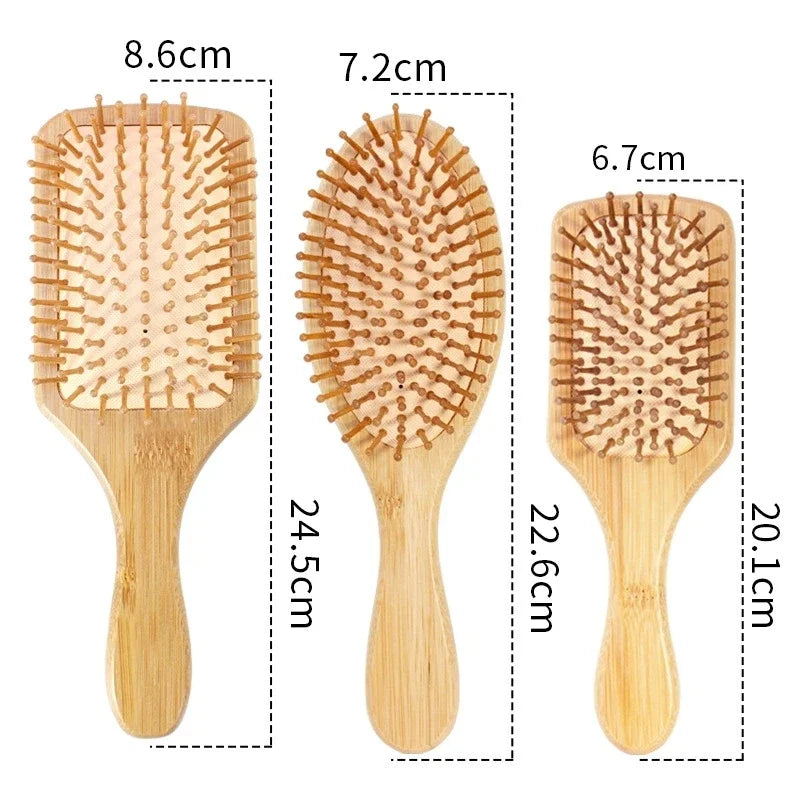 Natural Bamboo Air Cushion Paddle Comb | Scalp Massage & Wig