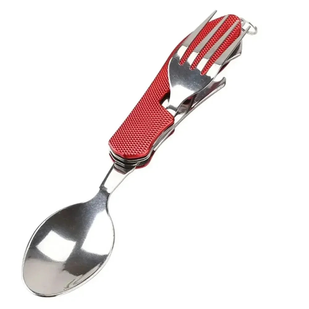 Foldable Camping Cutlery Set – Stainless Steel Flatware & Opener