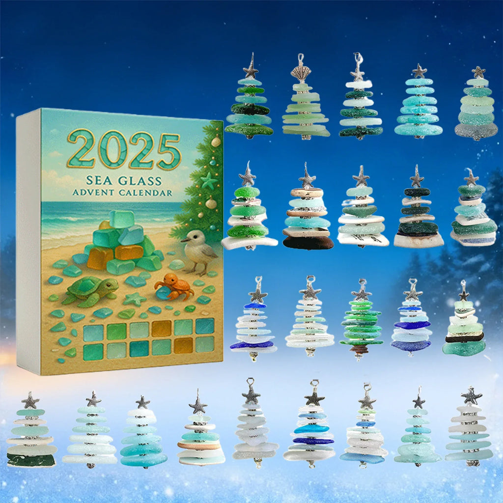 Acrylic Sea Glass Christmas Advent Calendar Ornaments 24pcs